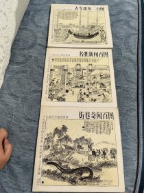 十九世纪中国风情画 吴友如著 庄子湾编 鲁迅一再赞扬的画册 曾国藩极力荐举的画家 湖南美术出版社出版 1998年7月一版一印 现出售街巷奇闻百图 名胜新闻百图 古今谈丛二百图三册。