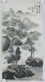 孟瘦梅国画山水《春水无边绿，万顷载千舟》 孟瘦梅（1913-2009），上海人，别署梅花馆主。出身清寒，早年在沪上电台播讲故事，中年醉心国画，晚年爱上书画收藏。1995年曾在三山会馆举办个人画展，1998年创办“五乐斋”家庭收藏馆。2005年获得“海派收藏成就奖”称号。曾为上海诗词协会、海潮诗画社、半江诗社社员。工诗词，书画。著有《瘦梅诗词抄》、《孟瘦梅诗书画集》等。