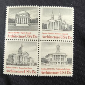 USAn美国邮票 1979年建筑遗产 四方连 新 4全