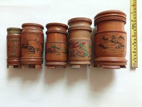 竹质手工笔筒五个