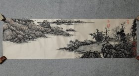 佚名精品山水 原稿手绘真迹 画心软片尺寸35*116厘米