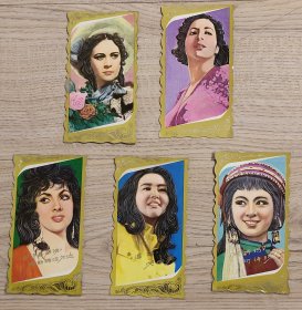 1980年电影明星年历卡一套5张全追铺真由美阿诗玛流浪者丽达等