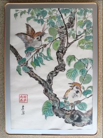 《双雀绿叶》图相框