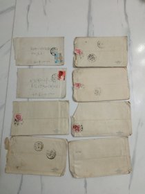 老信封：实寄封；1964年5种船的图案8枚合售；7封有信件，人民海军信纸一封