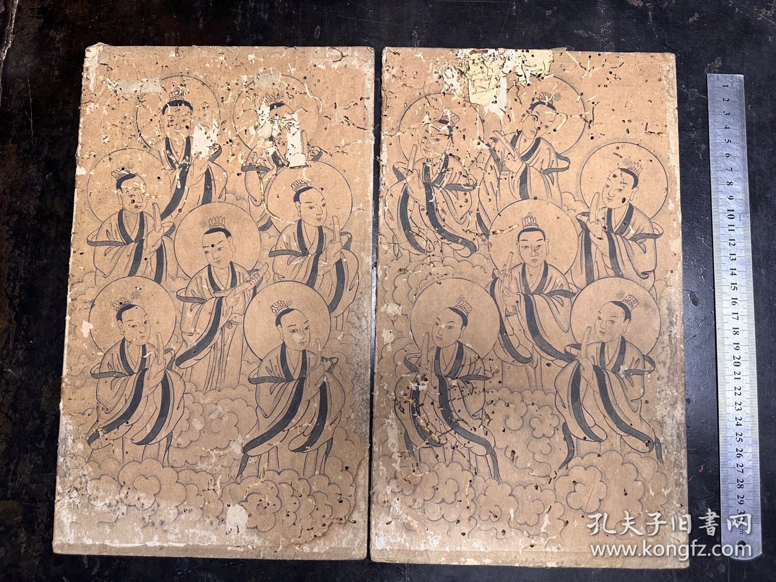 明代～（儒释道）三教神仙画像十二幅。人物传神、画工精湛！