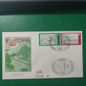 德国邮票 西德 首日封 1977年欧罗巴 风光