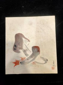 日本回流 :早期手绘 蘑菇 卡板画