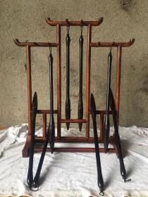 文房珍品 黄花梨笔架、紫檀毛笔（八支）尺寸见图