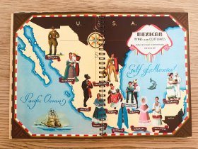1939年《墨西哥铁路旅行手册》内含约16幅彩色石版画插图  美高梅操刀的独特线圈聚酯薄膜设计 复古手帐 全本插图