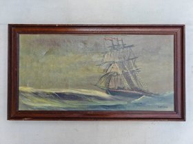 署名不详欧洲风景油画“海上航行的船”6030R