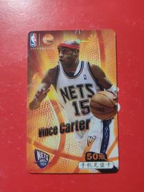 各类电话卡：中国移动通信 NBA球星Vince Carter 手机充值卡 CM-MCZ-2006-6（16-14）面值50元     1张售       盒十0018