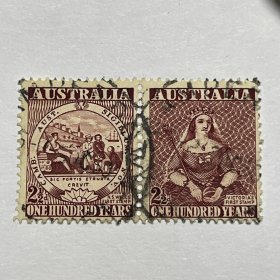 澳大利亚邮票 1950年 澳邮票发行百年2全旧