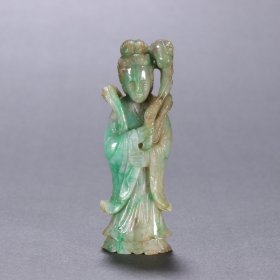清 翡翠仕女把件