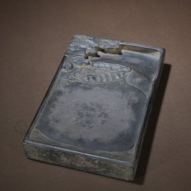 冯敏昌款 老端石雕福在眼前砚台