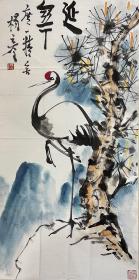 世界华人艺术家李可染大师门生杨彦老师的松鹤软片栩栩传神
