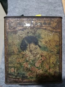 民国黑龙江海伦县益昌盛茶庄铁制美女茶筒