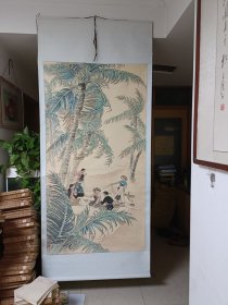 老宣传画一幅（手绘，不是印刷品，无款，年代久远的红色宣传画，6尺整张）