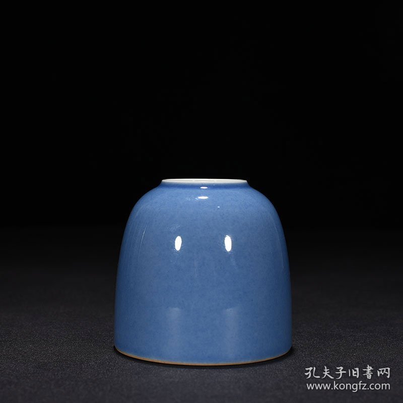 旧藏 清康熙洒蓝釉水盂 8×8厘米