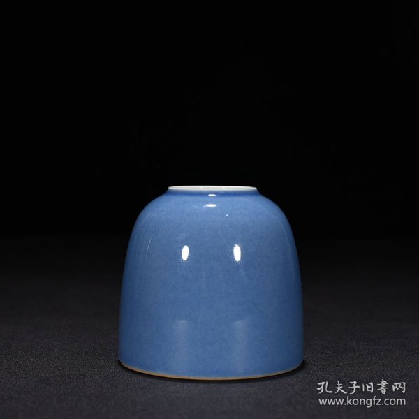 旧藏 清康熙洒蓝釉水盂 8×8厘米