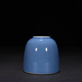 旧藏 清康熙洒蓝釉水盂 8×8厘米