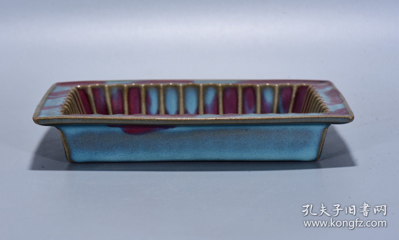 钧瓷刻字描金回流盘18*14*13厘米