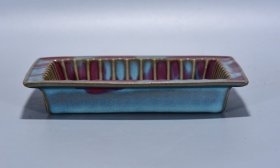 钧瓷刻字描金回流盘18*14*13厘米