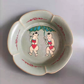 汝窑彩绘婴戏洗