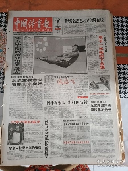 中国体育报2003年7月19日男子一米板拼下金银