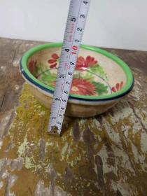 老物件五六十年代陶瓷小盆子彩绘瓷盆子