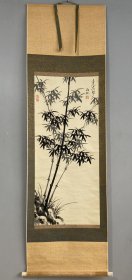 江枫《高风亮节》，绢本老画一幅102×44cm。