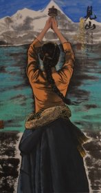 刘欣 中美协会员 大庆美协副主席 画芯尺寸:97x180.2(cm)[六尺整张]，己托底，手绘保真。(57292#)