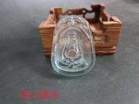 收来清代冰种翡翠观音挂件