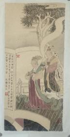 北京荣宝斋画院画家孟凡书人物作品《窗宜竹雨声》
