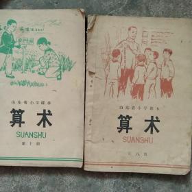 怀旧课本 山东省小学算术第八册第十册 2本合售如图