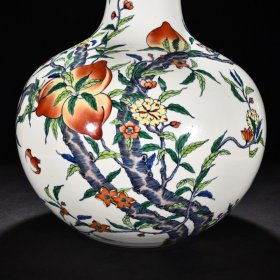 旧藏 清雍正斗彩五福捧寿福寿纹天球瓶 高52.5厘米 宽33厘米