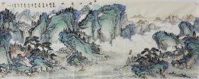 【晴江遠帆】山东省美术家协会会员张老师小六尺山水