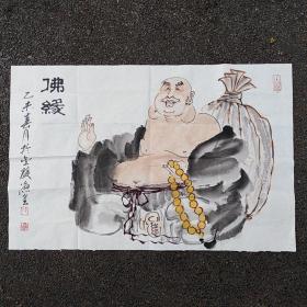 著名画家金陵画佛人张德全的《佛缘》画一幅  70X45(2.85平尺)保真