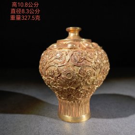 旧藏铜鎏金梅瓶摆件