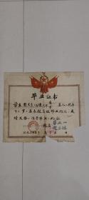 天津市和平区小学1957年毕业证