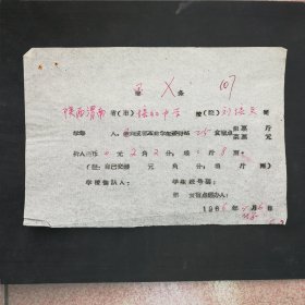 1966年成都革命师生接待站借条