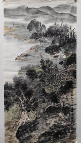山水画老软片，张復兴，尺寸136X69公分