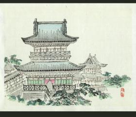 日本浮世绘手工木刻版画水印复刻古建雅风