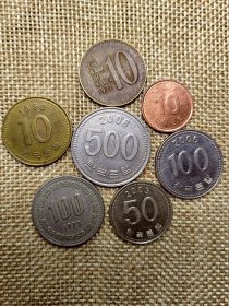 韩国钱币 7枚硬币旧品 品好 1972.73.90年2003.05.06.07年 yz0179-0185