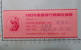 1983年 歌星排行榜选拔选票：邓丽君（歌星投票 邓丽君）