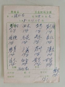 思南县卫生院处方笺（当归，白术，白芍，前胡，桔梗，冬花，天冬，杏仁，麦芽，广羔，苏叶，陈皮，法下）