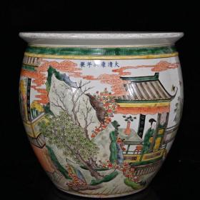 大清康熙五彩人物故事大缸41.5×43