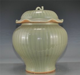 瓷器宋龙泉窑挂筋荷叶罐古董古玩保真包老文玩艺术收藏真品