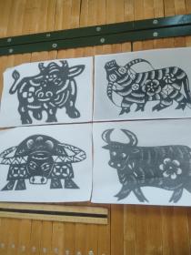 牛，形态各异，贴纸，29X21厘米