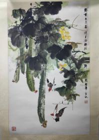 上海画家 梅若（周国华）丝瓜小鸟#3084