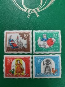 德国邮票 西德 1967年童话 荷勒太太 4全新